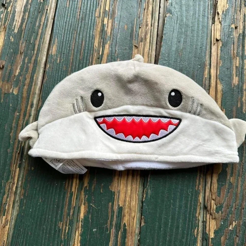 Fiesta Tan Shark Plush Beanie‎ Hat Embroidered Face Costume Accessory 126174
